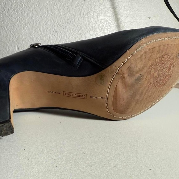 Vince Camuto Dark Blue Leather Booties with Zipper - Picture 7 of 7